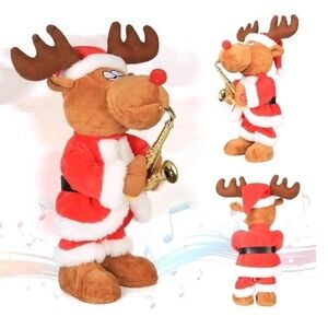 Singing Saxophone Rudolph Reindeer Plush – 14'' Animated Christmas Reindeer